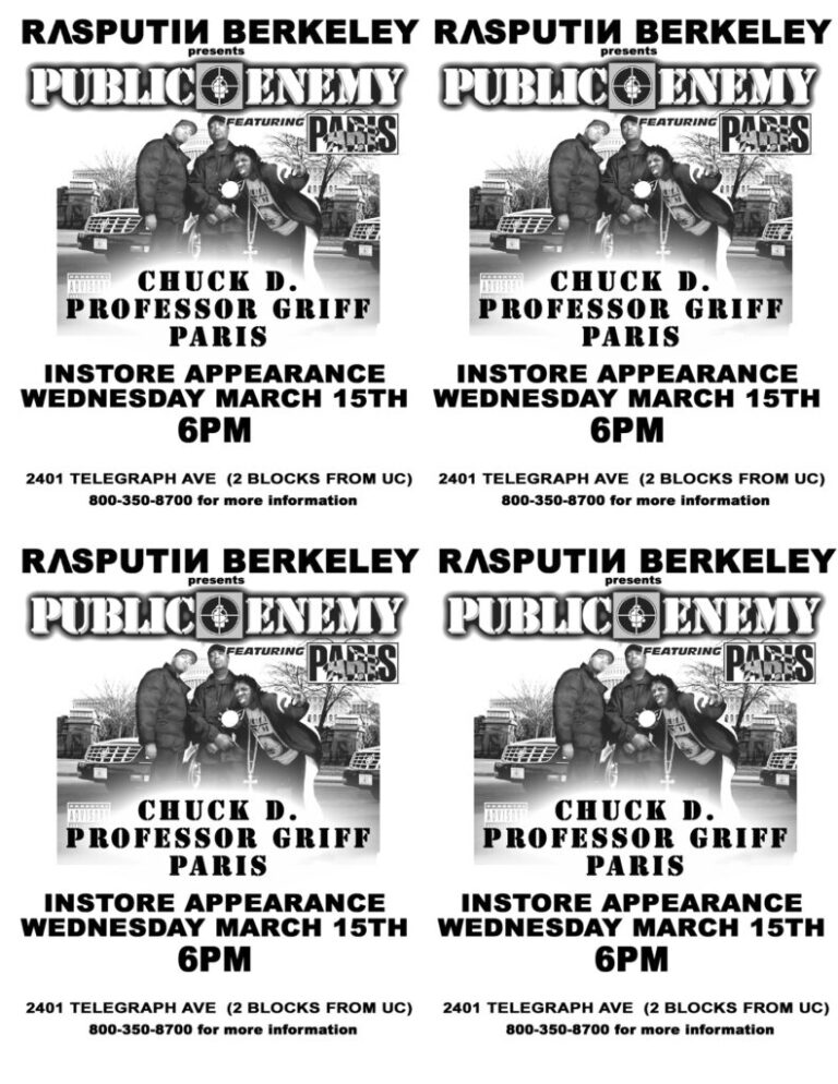 Public Enemy In Store Appearance flyer